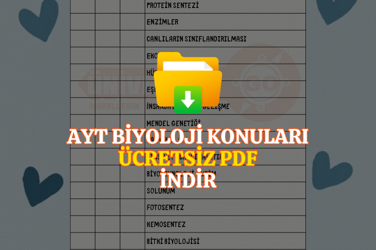 AYT Biyoloji Konu Takip Çizelgesi